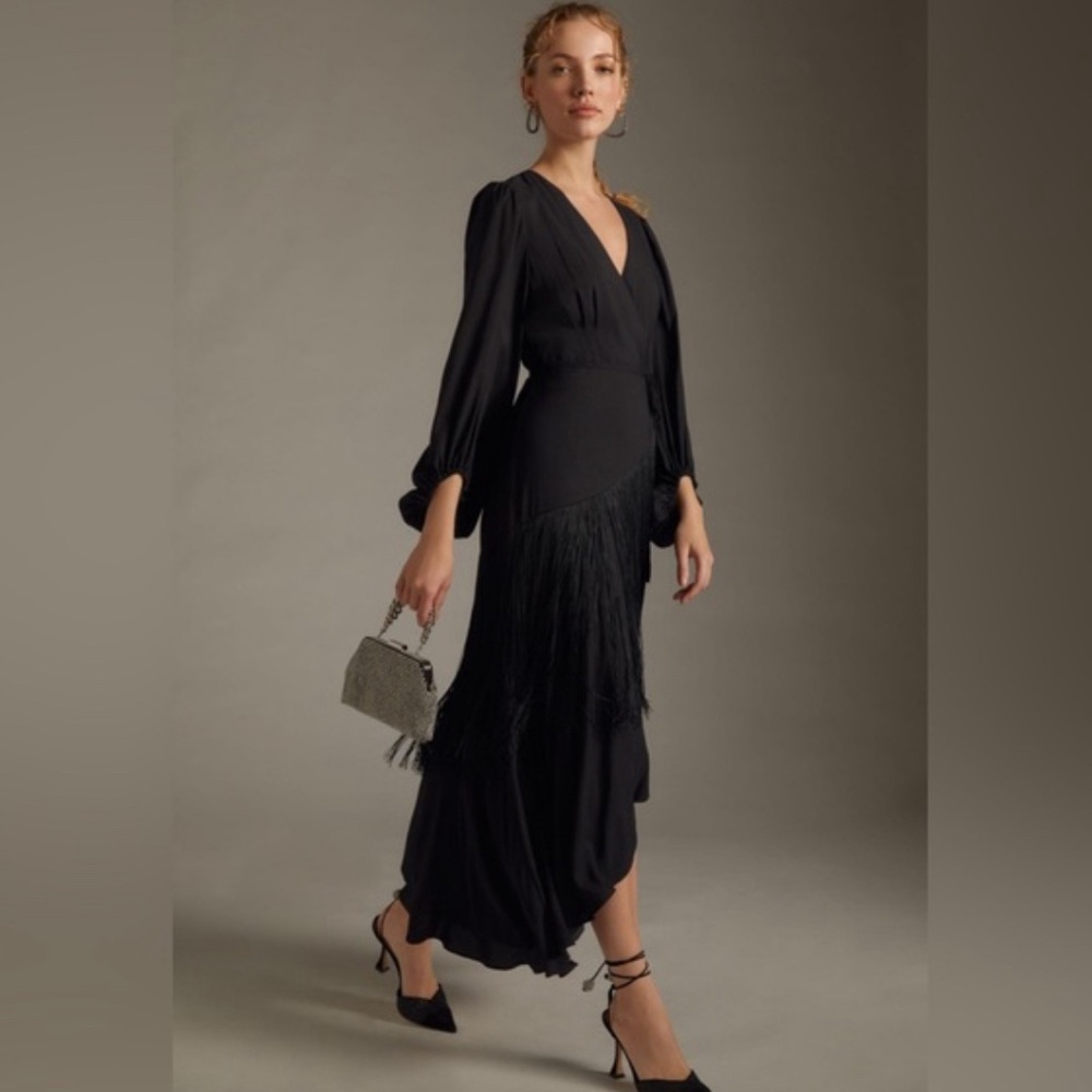 New Anthropologie Fringe Wrap Dress by Hutch
